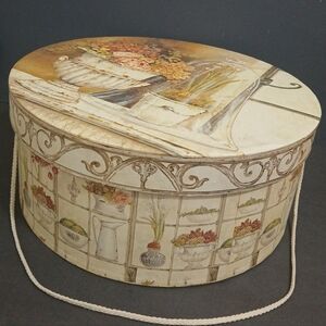 Kathryn White Art In Motion Vintage egant Floral Hat Box 15" X 6